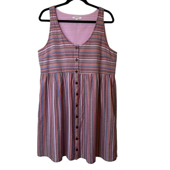 Madewell Rainbow Stripe Cotton Sundress Sz L, Boho, Cottagecore - Picture 3 of 15